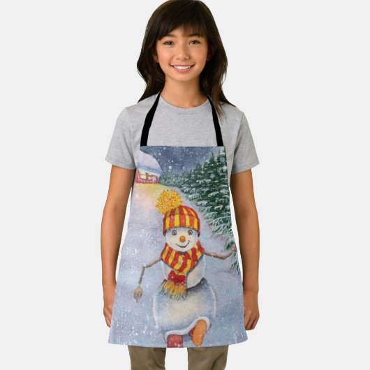 クリスマス雪だるま歩く エプロン (インサイチュ)