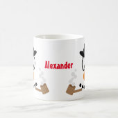 クリスマス雪だるま漫画顔（名前） コーヒーマグカップ (中央)