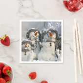クリスマス雪だるま紙ナプキン スタンダードカクテルナプキン (インサイチュ)