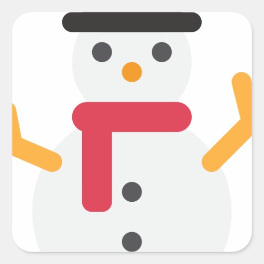 クリスマス雪だるま絵文字 スクエアシール (正面)