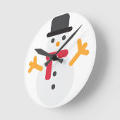 クリスマス雪だるま絵文字 ラウンド壁時計 (傾斜)