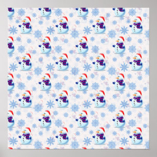 クリスマス雪だるま表面パターンのダウンロード ポスター