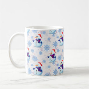 クリスマス雪だるま表面パターン コーヒーマグカップ