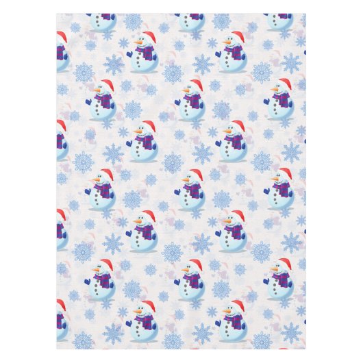 クリスマス雪だるま表面パターン テーブルクロス (正面)