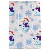 クリスマス雪だるま表面パターン ミディアムペーパーバッグ (裏面)