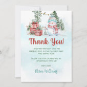 クリスマス雪だるま誕生日パーティー サンキューカード (正面)