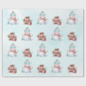 クリスマス雪だるま誕生日パーティー ラッピングペーパー (フラット)