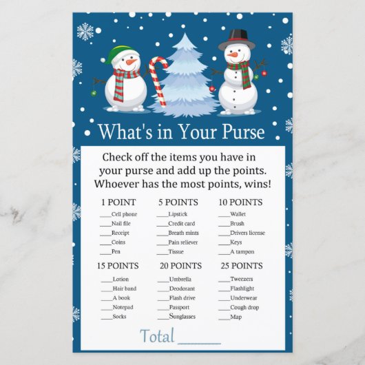 クリスマス雪だるま財布ゲームの中に何があるか (正面)