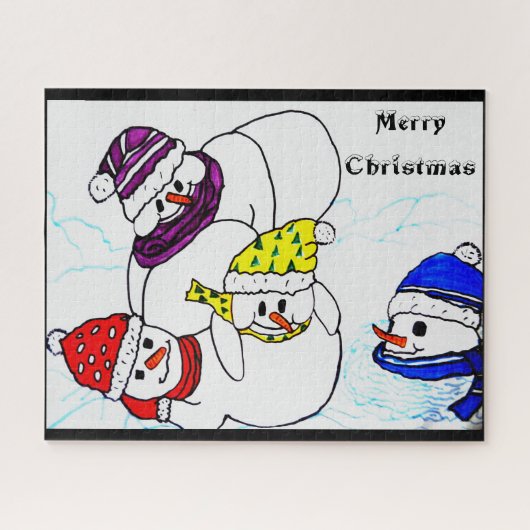 クリスマス雪だるま遊 ジグソーパズル (横)
