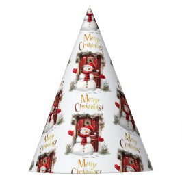 クリスマス雪だるま金ゴールドメリークリスマス文字 パーティーハット