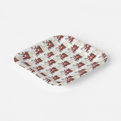 クリスマス雪だるま金ゴールドメリークリスマス文字 ペーパープレート (傾斜あり)