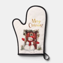 クリスマス雪だるま金ゴールドメリークリスマス文字 鍋つかみ