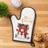 クリスマス雪だるま金ゴールドメリークリスマス文字 鍋つかみ (トップダウン)