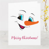 クリスマス雪だるま顔パーソナライズされたカワイホリデイ カード (黄色い花)