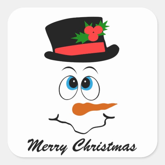 クリスマス雪だるま顔メッセージのシールを追加 スクエアシール (正面)
