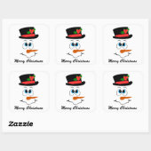 クリスマス雪だるま顔メッセージのシールを追加 スクエアシール (シート)