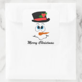 クリスマス雪だるま顔メッセージのシールを追加 スクエアシール (バッグ)