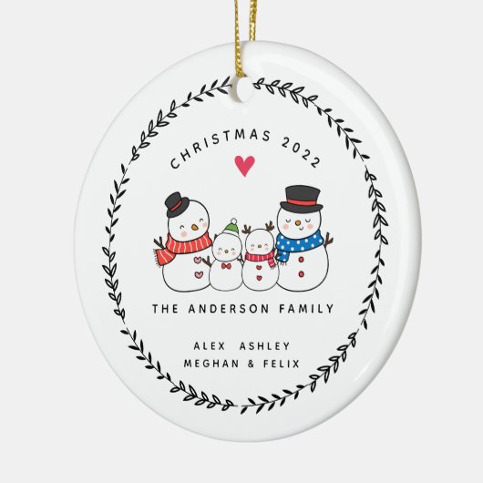 クリスマス雪だるま4セラミックオーナメント セラミックオーナメント (左)