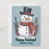 クリスマス雪だるま7、ハッピーホリデー、クリスマスカード 招待状 (正面)