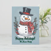 クリスマス雪だるま7、ハッピーホリデー、クリスマスカード 招待状 (スタンド正面)