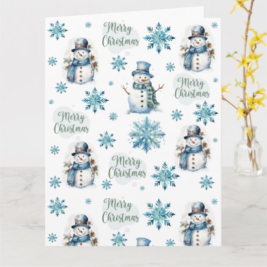 クリスマス雪だるま カード (黄色い花)