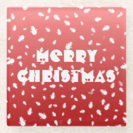 クリスマス雪だるま ガラスコースター