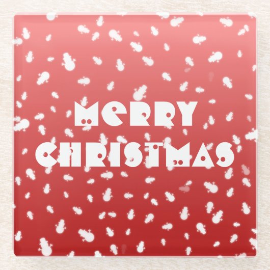 クリスマス雪だるま ガラスコースター (正面)