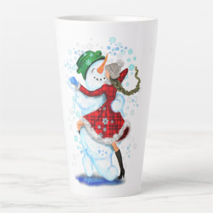 クリスマス雪だるま&ガールダンサーラテマグカップ カフェラテマグ