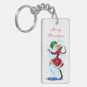 クリスマス雪だるま&ガール踊りキーチェーン キーホルダー (正面左)