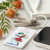 クリスマス雪だるま&ガール踊りキーチェーン キーホルダー (正面右)