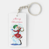 クリスマス雪だるま&ガール踊りキーチェーン キーホルダー (裏面)