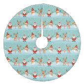 クリスマス雪だるま、サンタとルドルフ フリース ツリースカート (正面)