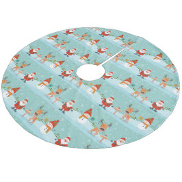 クリスマス雪だるま、サンタとルドルフ フリース ツリースカート