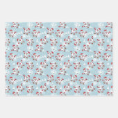 クリスマス雪だるま、サンタクロースとルドルフ ラッピングペーパーシート (正面)