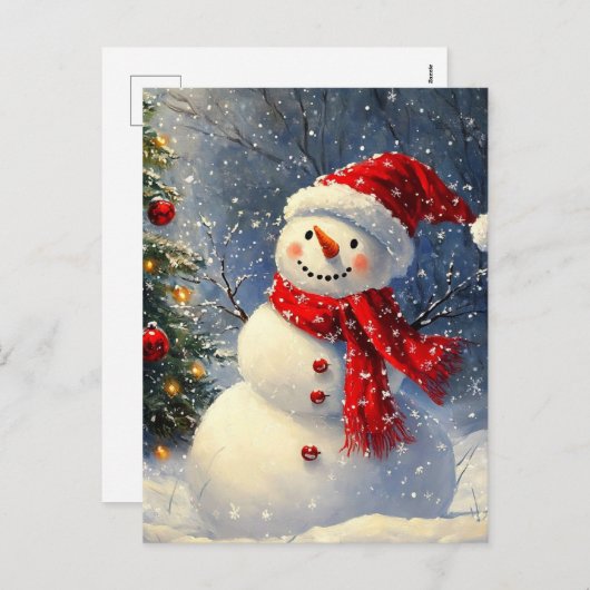 クリスマス雪だるま シーズンポストカード (正面/裏面)
