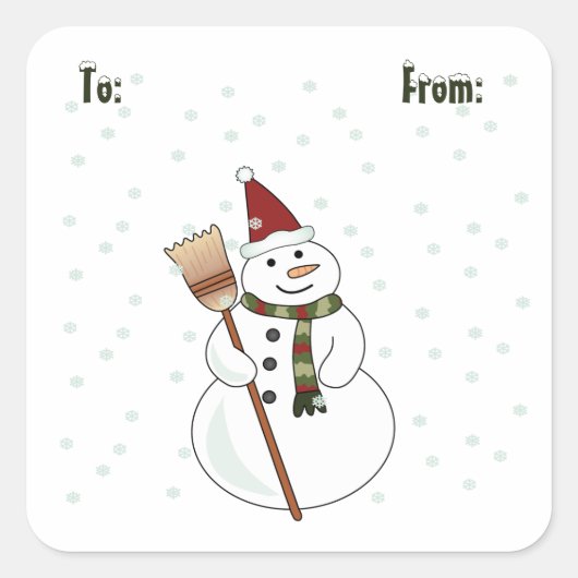 クリスマス雪だるま スクエアシール (正面)
