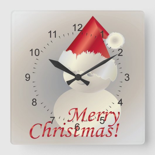 クリスマス雪だるま スクエア壁時計 (正面)