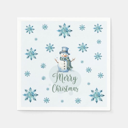 クリスマス雪だるま スタンダードカクテルナプキン (正面)