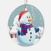 クリスマス雪だるま セラミックオーナメント (左)