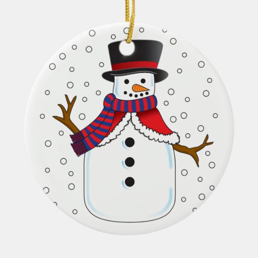 クリスマス雪だるま セラミックオーナメント (正面)