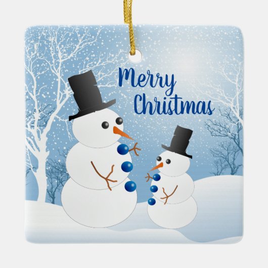 クリスマス雪だるま セラミックオーナメント (正面)
