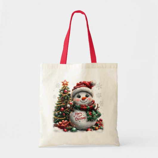 クリスマス雪だるま トートバッグ (正面)