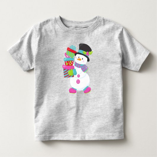 クリスマス雪だるま，ニンジンの鼻，ギフト，プレゼント トドラーTシャツ (正面)