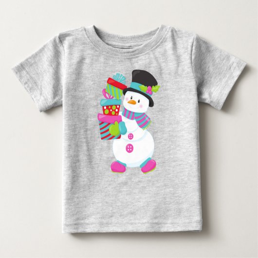 クリスマス雪だるま,ニンジンの鼻,ギフト,プレゼント ベビーTシャツ (正面)