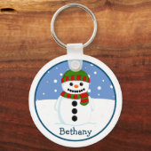クリスマス雪だるま パーソナライズされた キーホルダー (正面)