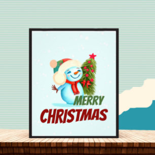 クリスマス雪だるま フォトプリント           