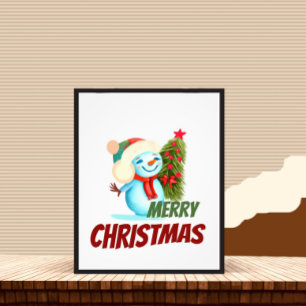 クリスマス雪だるま フォトプリント           