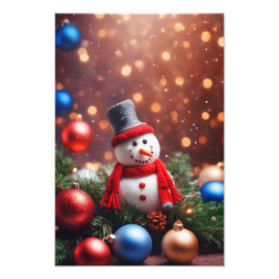 クリスマス雪だるま フォトプリント           