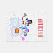 クリスマス雪だるま フリースブランケット (正面(横))