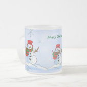 クリスマス雪だるま フロストグラスマグカップ (正面左)